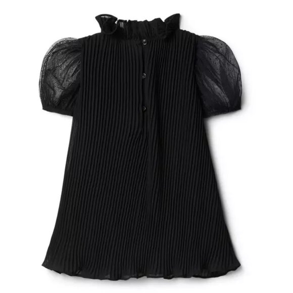 NWT Girls Pleated Puff Sleeve Black Dress, Size 7 - Picture 3 of 5